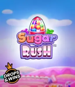 Dive into the colorful world of the Sugar Rush slot game by Pragmatic Play, with a vibrant candy dispenser against a dreamy candyland background. This image captures the fun and excitement of the slot, highlighted with multicolored candies and charming typography. Perfect for candy lovers, delivering a delightful gaming experience. 